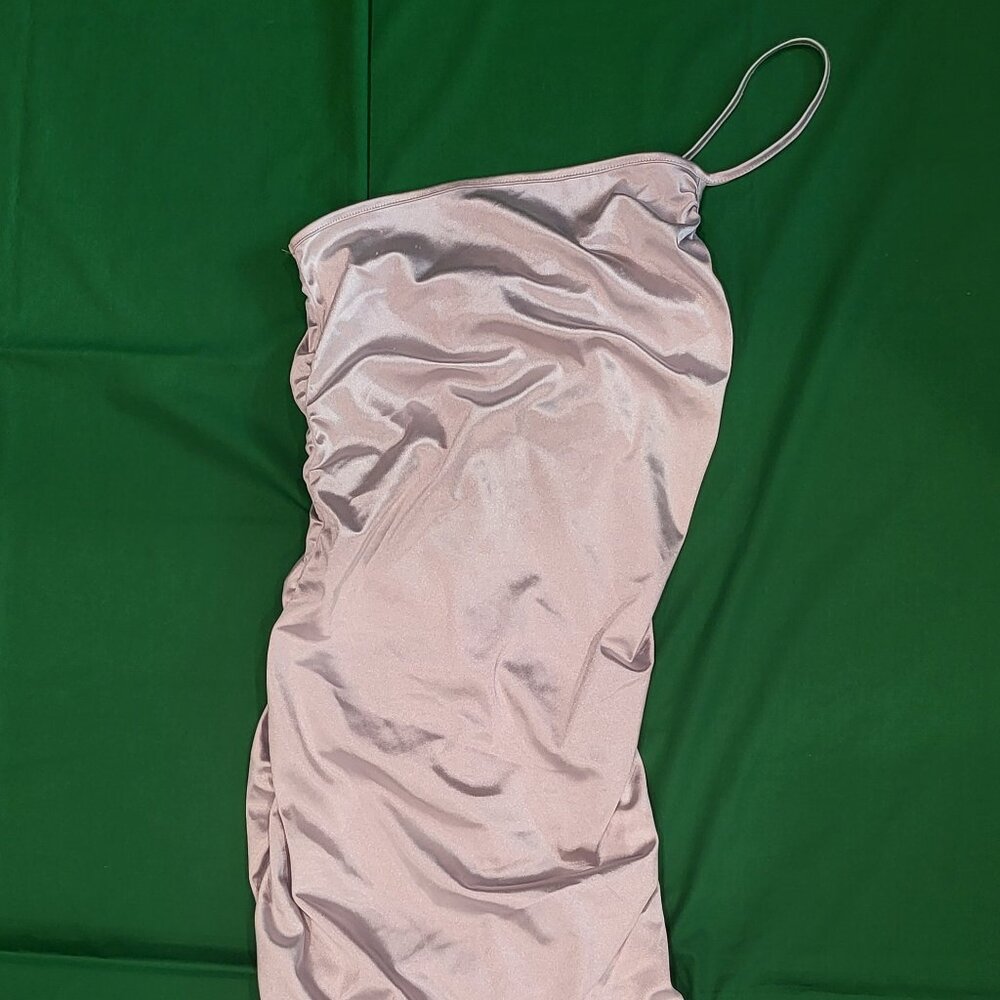 Foreverโ 21 One Shoulder Spaghetti Strap Dress M Silver Cocktail Ruched Coquette